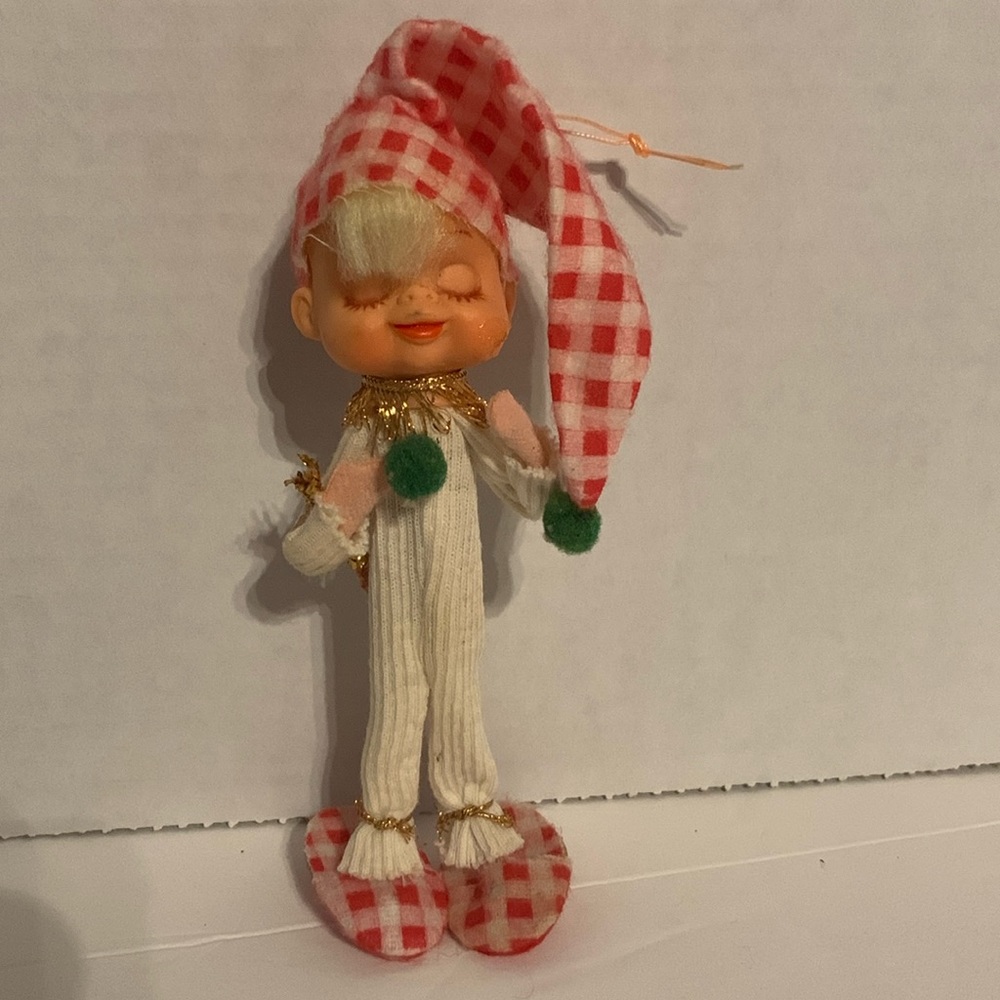 5.5” Christmas child with night cap on VERY VINTAGE ornament
